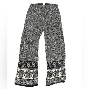 Maxine Nichols Black and White Paisley Wide-Leg Pants size XL